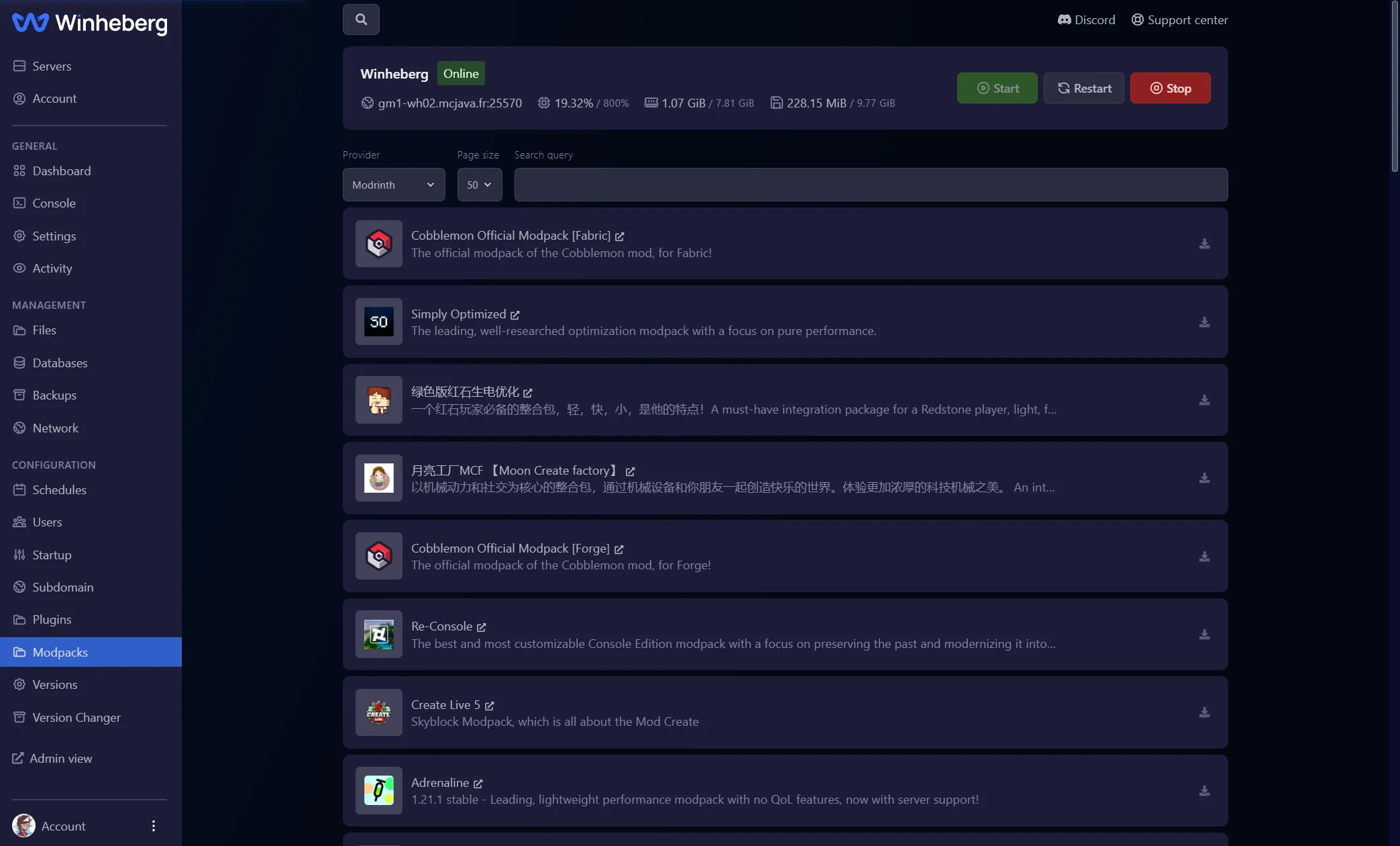Panel Utilisateur WinHeberg.fr